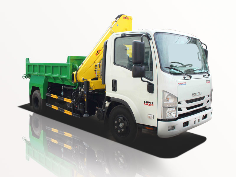 Xe Ben Isuzu 3 Tấn Gắn Cẩu Gấp Hyva - NPR400